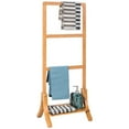 thumbnail image 1 of Costway Bamboo Towel Rack Stand Hanger Free Standing w/ Bottom Shelf Storage, 1 of 9