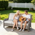thumbnail image 5 of ODELIO 5‑Piece All‑Weather Wicker Patio Furniture Set, Outdoor Conversation Set with High‑Back 360° Swivel Rocking Chairs & Auto‑Solar Light Coffee Table, Grey, 5 of 7