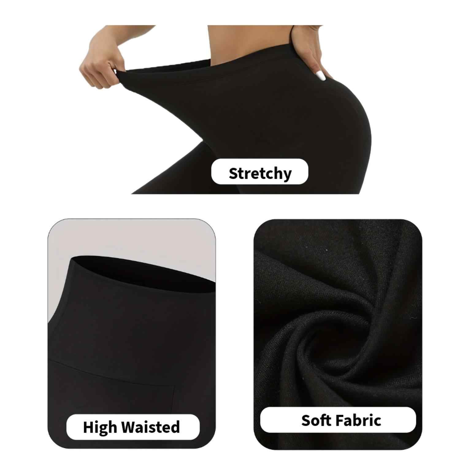 Women's Cotton Spandex Basic Leggings Pants, Black S, 1 Pack - image 5