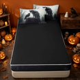 thumbnail image 4 of Erosebridal Spooky Jungle Wolf Zipper Queen Comforter Set with Fitted Sheet and 2 Pillowcases, Hippie Misty Raven Zipper Bedding Set for Boys Girls, Gray Black White, Black Reversible, 4 of 7