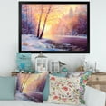 thumbnail image 4 of Bridge Of Meandering River With Winter Scenery II 40 in x 30 in Framed Painting Canvas Art Print, by Designart, 4 of 4