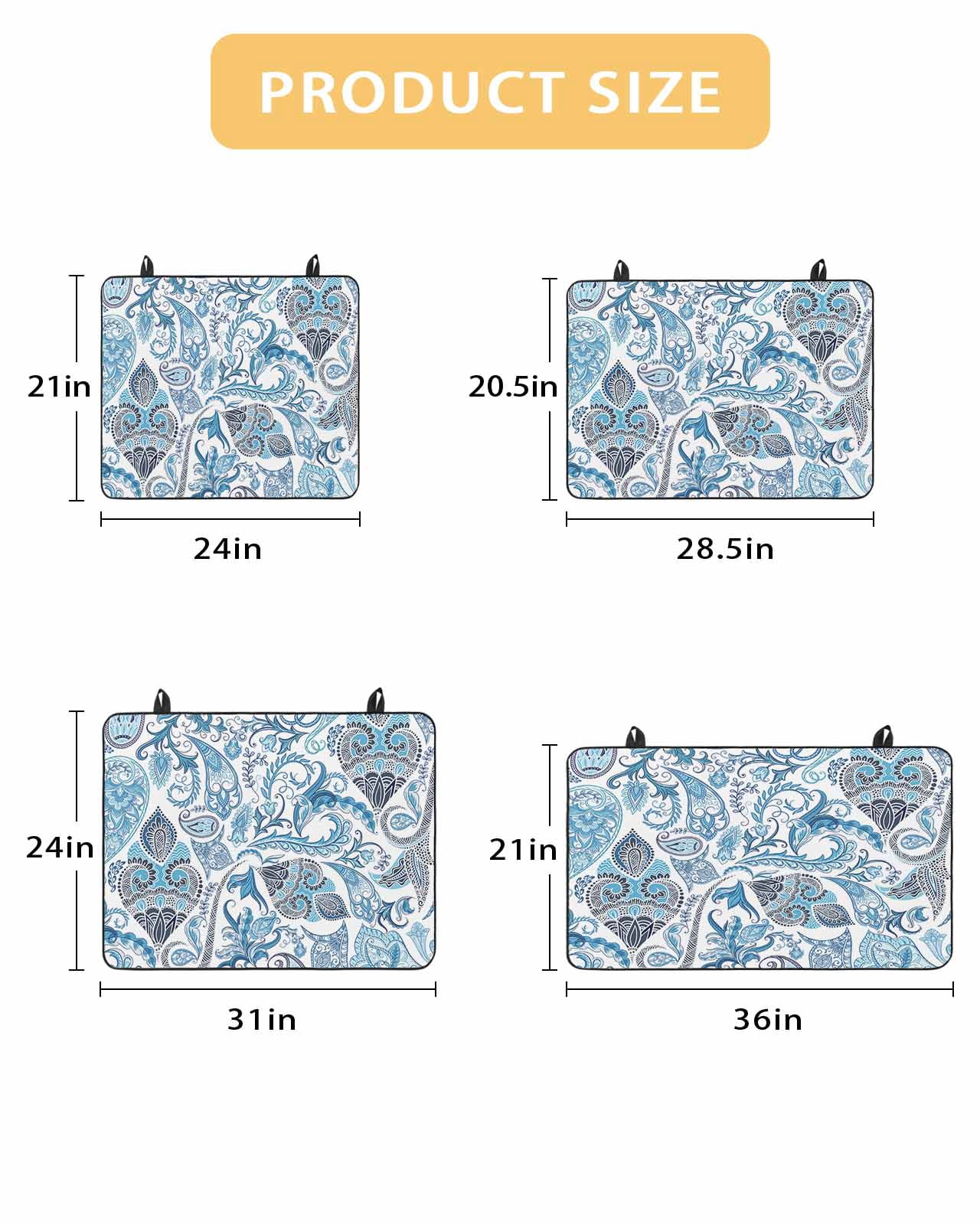 nqOlkjepod Large Induction Cooktop Protector Mat 36"x21", Blue Paisley Stove Top Covers for Electric Stove, Ethnic Abstract Art Vintage Decorative Stove Burner Cover Mats, Glass Top Stove Cover