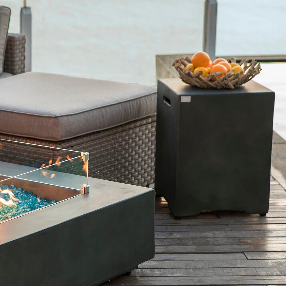 COSIEST 20lb Propane Square Green Fire Pit Tank Table