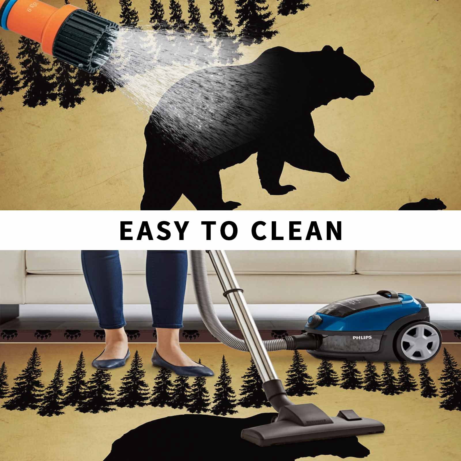 Black Bear Outdoor Rug for Patio/Deck/Porch, Non-Slip Large Area Rug 4 x 6 Ft, Vintage Animals Farmhouse Pine Brown Forest Indoor Outdoor Rugs Washable Area Rugs, Reversible Camping Rug Carpet Runner