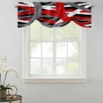 thumbnail image 2 of Tie Up Valances for Windows, Red Black Geometric Adjustable Valance Curtains Window Treatment for Living Room, Modern Art Abstract Grey Line Rod Pocket Kitchen Curtains & Drapes 42x18 Inch, 2 of 9