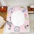 thumbnail image 5 of Homewish Cartoon Lion Zebra Elephant 4 Pieces Queen Sheet Sets for Kids Children,Kawaii Rainbow Ultra Soft Flat Sheet,Cute Animal Queen Fitted Sheet,Lightweight Room Decor, 5 of 7