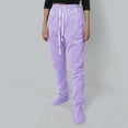thumbnail image 3 of Women's Solid Color Autumn And Winter Casual Pants With Thick Velvet And Elastic Waist Bag And Leg Pants Womens Lightweight Pants plus Size Casual Pants for Women 4x-5x Women's Pants Casual Trouser, 3 of 8