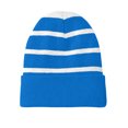 thumbnail image 1 of Top Headwear Bonnet Rayé avec Bande Solide - Bleu/argent, 1 of 1