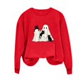 thumbnail image 6 of Turilly Cute Women's Halloween Graphic Pullover Sweatshirt Long Sleeve Crewneck Ghost with Cats Design for Festive Fall Outings, 6 of 6