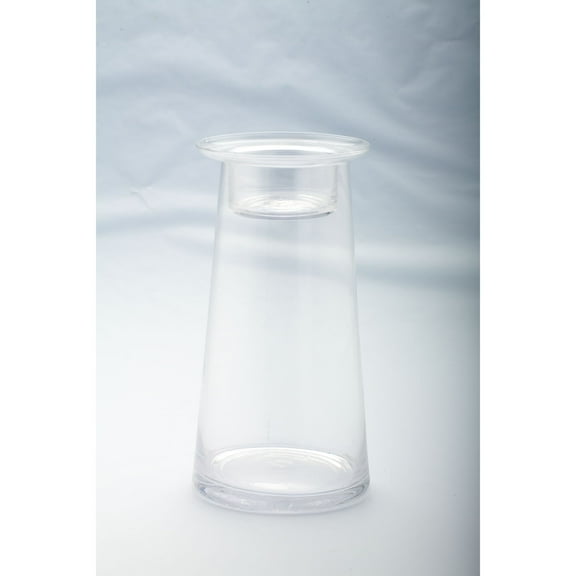 CC Home Furnishings 12.5" Clear Cylindrical Handblown Glass Tapered Candle Holder