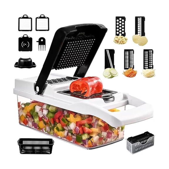 veggie slicer 16-in-1 Vegetable Chopper, Dewpeton Mandoline Slicer, Veggie Chopper, Food Chopper with Container, Vegetable Cutter & Spiralizer for Onion Salad (Home Essential Gadget & Kitchen