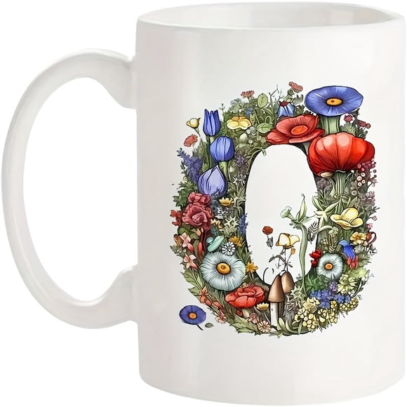1pc, Initial A-Z Alphabet Monogrammed Monogram Mug, 11 Oz Ceramic Tea Coffee Mugs, Graduation Appreciation Thank You Holiday Birthday Gifts For Her Friend Coworker Mother Father Sister