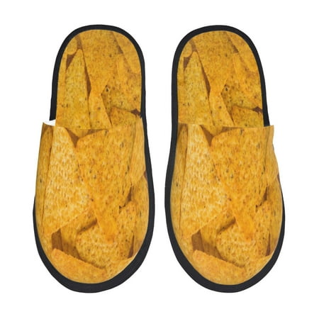 Fuzoiu Yellow tortilla Print Unisex Furry Slippers,Plush Indoor Shoes,Trendy House Slippers,Anti-Skid EVA Sole House Shoes for Home, Office, and Travel-Medium