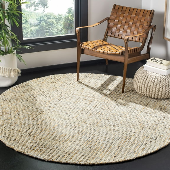 Safavieh Abstract Delia Distressed Wool Area Rug, Gold/Blue, 4' x 4' Round