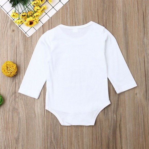0-18M Newborn Baby Boy Girl麓s White Long Sleeve Bodysuits One Piece Cotton Rompers Rugby Letter Print Clothing New