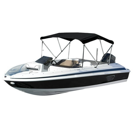 SunSet 3 Bow Boat Bimini Top Cover Includes 600D Canvas, 1” Aluminum Frame, Hardware, Straps and Storage Boot,