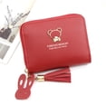 thumbnail image 2 of Stylago Women's Mini Wallet with Tassel Multiple Compartments Credit Card Holder Ladies Leather Zipper Pockets Purses Red, 2 of 6