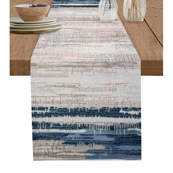 Table Runner Ombre off White Blue Table Decoration for Kitchen Dinning Abstract Art Table Decoration for Indoor Outdoor Party Wedding Decor 13x72inch