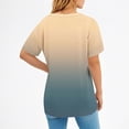 thumbnail image 6 of Zwiiyzr Women's T-Shirt Gradient Print Short Sleeved V-Neck Blouse Khaki (S), 6 of 7