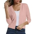 thumbnail image 7 of Delliss Women's Solid Color Versatile Short Fall Knitted Cardigan Pink M, 7 of 7