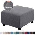 thumbnail image 3 of Ottoman Cover Slipcovers Square Fit Length 13"-44" Footrest, Stool Covers, Ottoman Protector Cover, Footstool Covers with Stretch Thick Checked with Elastic Bottom, Removable Washable(Gray,L(57-66cm)), 3 of 7