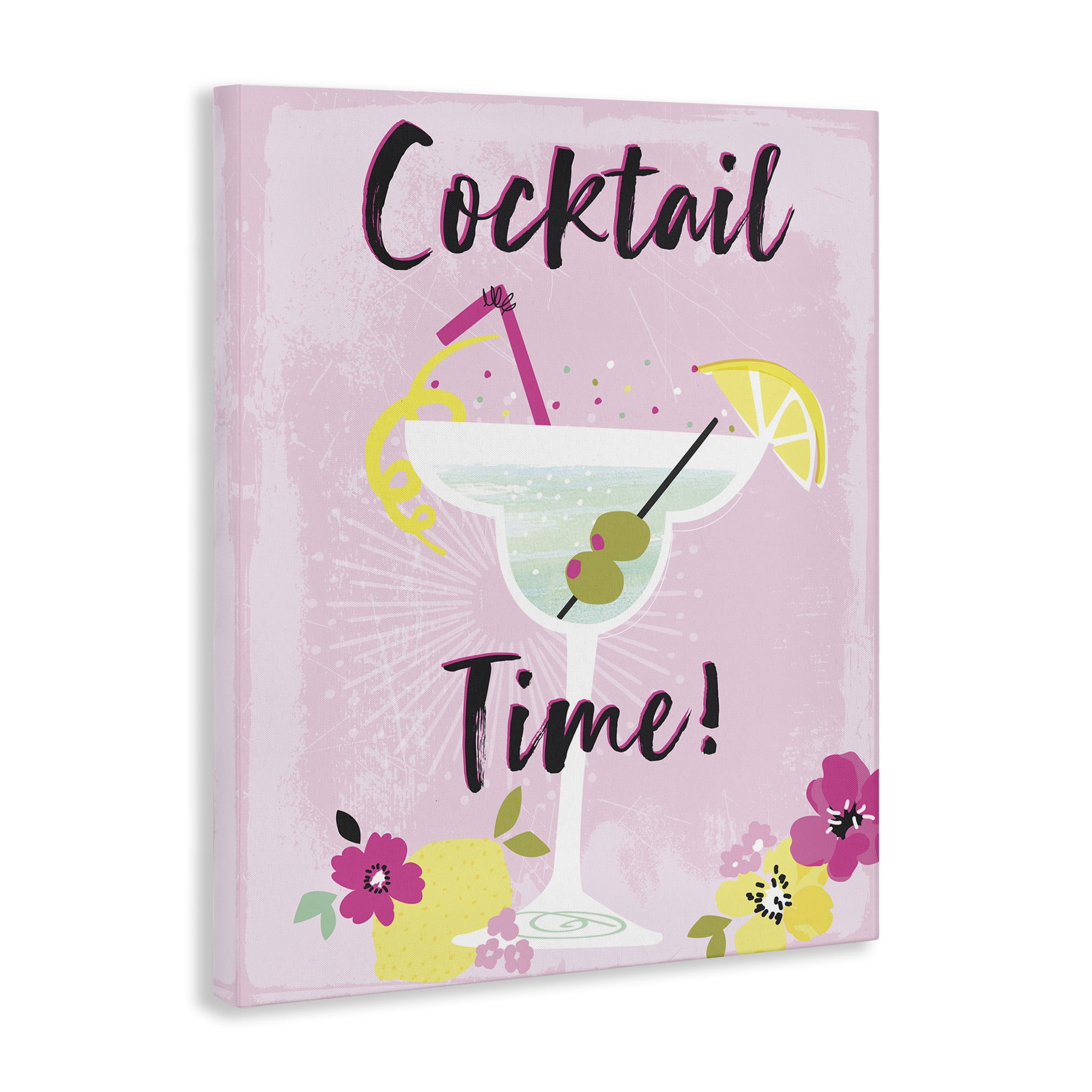 Stupell Industries Pink Cocktail Time Food & Beverage Painting Wrapped Canvas Art Print Wall Art, 16 x 20