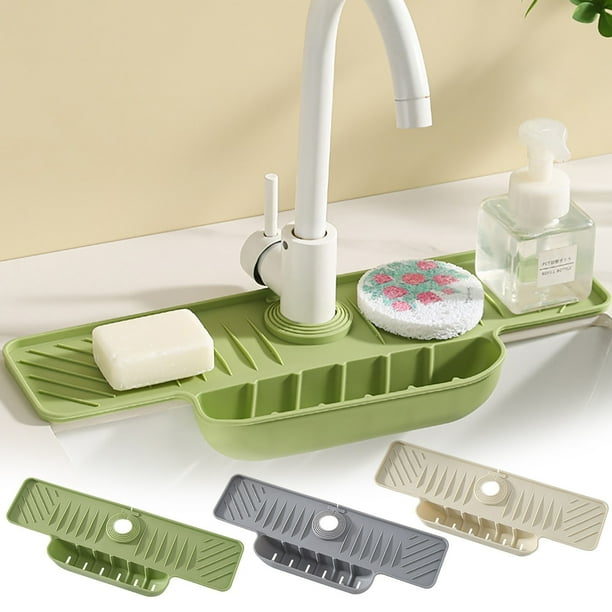 Alfombrilla Para Grifo Almohadilla para grifo de cocina,almohadilla antideslizante con bolsillo para fregadero,almohadilla de succión para baño (beige,1 pieza) Rkxzt