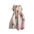 thumbnail image 4 of Ruyang Women Casual Loose Boho Floral Dress with Pockets Short Sleeve Long Maxi Summer Beach Swing Dress Retro Holiday Casual Dress, 4 of 4