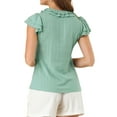 thumbnail image 3 of MODA NOVA Junior's Flutter Sleeve Button Front Ruffle Tie Neck Blouse, 3 of 5