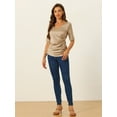 thumbnail image 4 of DARING DIVA Women's Satin Blouse Ruched Tie Back Office Tops XS Champagne, 4 of 6