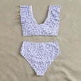 thumbnail image 5 of Bikini Sets for Women High Waisted Bathing Suits Sexy Women Bikini Print Splicing Two-piece Swimwear Swimsuit Beachwear Set Purple M, 5 of 5