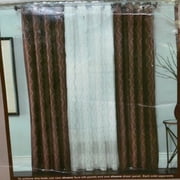 Sloane 84" Embroidered Lined Grommet Window Curtain Panel - Chocolate
