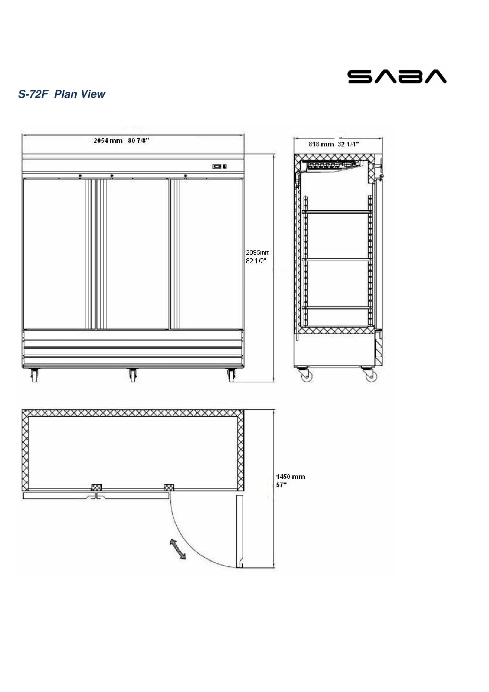 Heavy Duty Commercial 72 cu ft Solid Stainless Steel Reach-In Freezer (3 Door)