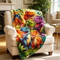 thumbnail image 3 of Bomd Dinosaur Blanket for Boys Girls, 3D Print Dinosaur Throw Blanket, Cute Smiling Dinosaurs HD Digital Print Flannel, Ultra Soft Lightweight All Season Toddler Blanket (29.5"x39.4"), 3 of 6
