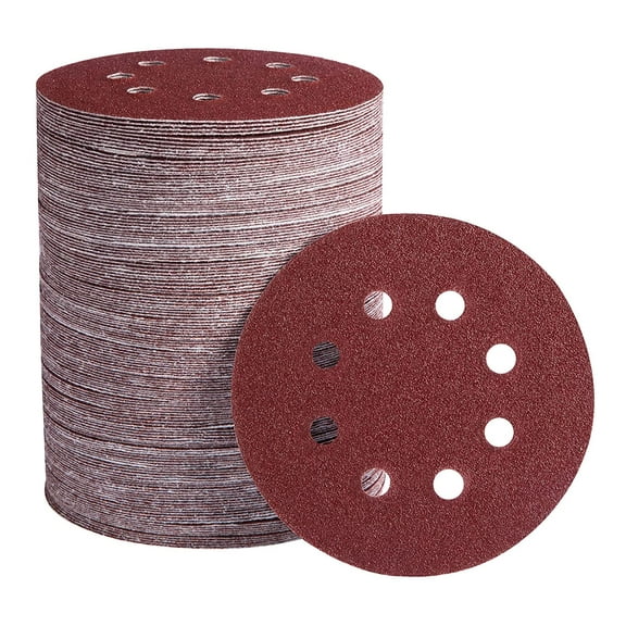 72 PCS 5 Inch 8 Hole Hook and Loop Adhesive Sanding Discs Sandpaper for Random Orbital Sander 40 60 80 120 180 240 320 Grits