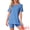 Blue, variant on Women's Pajama Set Split Jersey Knit Tops with Fitted Shorts S Brown