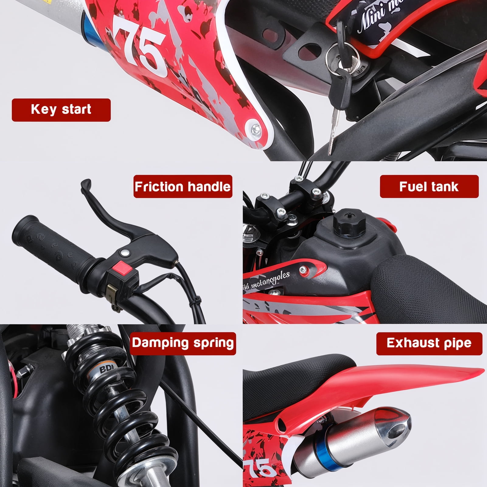 49cc 4-Stroke Kids Dirt Bike, Gas Power Motocross, Mountain Off Road Mini Motorcycle, Children Pocket Motorbike with Disc Brakes