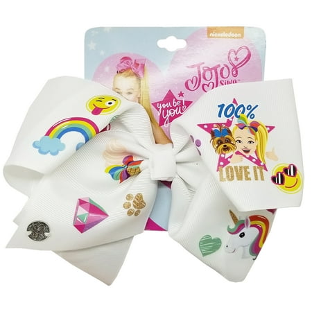 Girls' JoJo Siwa White Bow with Emojis Hairclip
