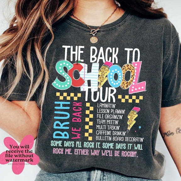 The Back to School Tour T-Shirt – Bruh We Back Retro Teacher Tee – Funny Back to School Shirt with Doodles for Students & Educators