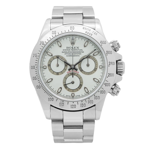 Pre-Owned Rolex Cosmograph Daytona 40MM 116520 White Dial Tachymeter Bezel Stainless Steel Oyster Bracelet