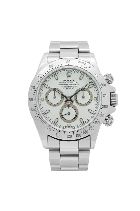 Pre-Owned Rolex Cosmograph Daytona 40MM 116520 White Dial Tachymeter Bezel Stainless Steel Oyster Bracelet
