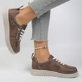 thumbnail image 4 of Rokment Women's Platform Chunky Low Top Fashion Sneakers Vintage Casual Leather Patchwork Zip up Height Increasing Non Slip Tennis Work Shoes Brown Size 7, 4 of 7