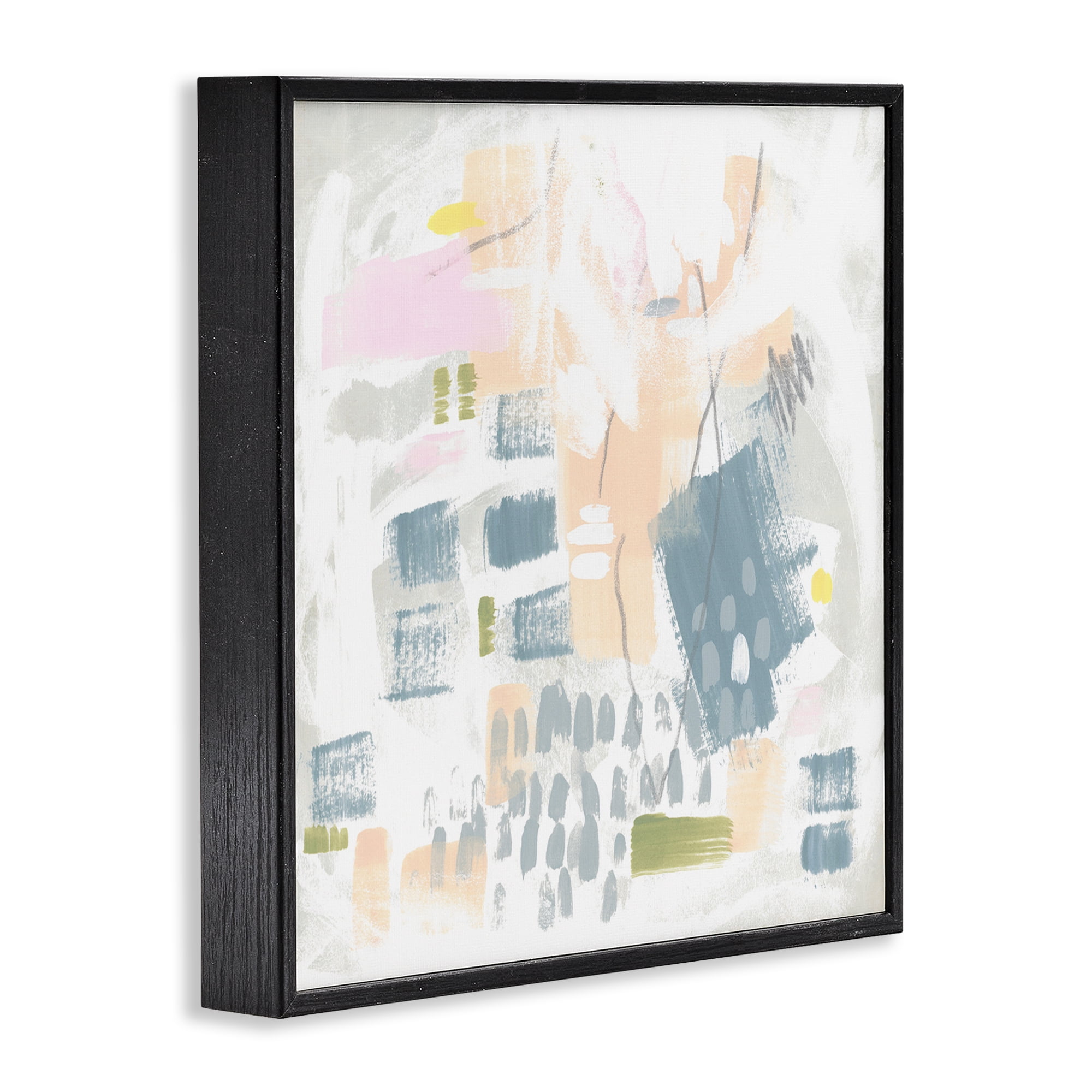 Stupell Industries Pastel Patterned Expression Abstract Painting Black Framed Art Print Wall Art, 12 x 12