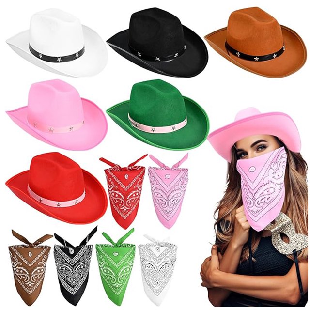 Sombrero de vaquero rosa con remaches de estrella de cinco puntas Sombrero de vaquero occidental con cinturón negro Sombrero de vaquero con remaches de estrella de cinco puntas