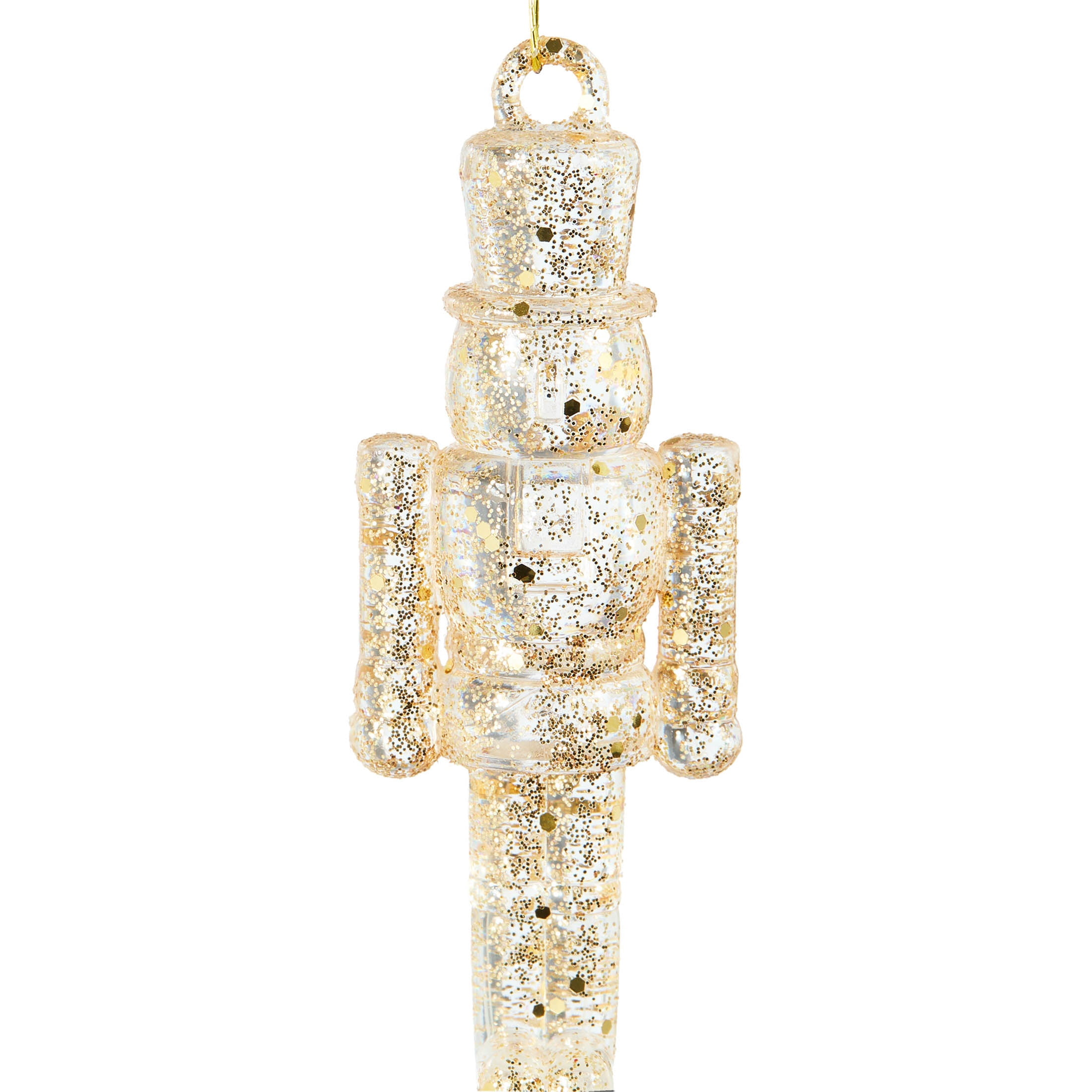 4-Count Gold and Silver Glitter Transparent Nutcracker Mini Christmas Ornaments, 2.8", by Holiday Time