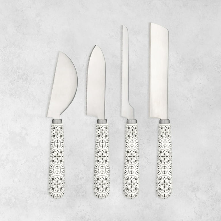 Twine 4 Piece Cheese Knives Set with Ceramic Tile Pattern Handles, For Hard  and Soft Cheese, Bread and More, Stainless Steel Blades – Twine Living