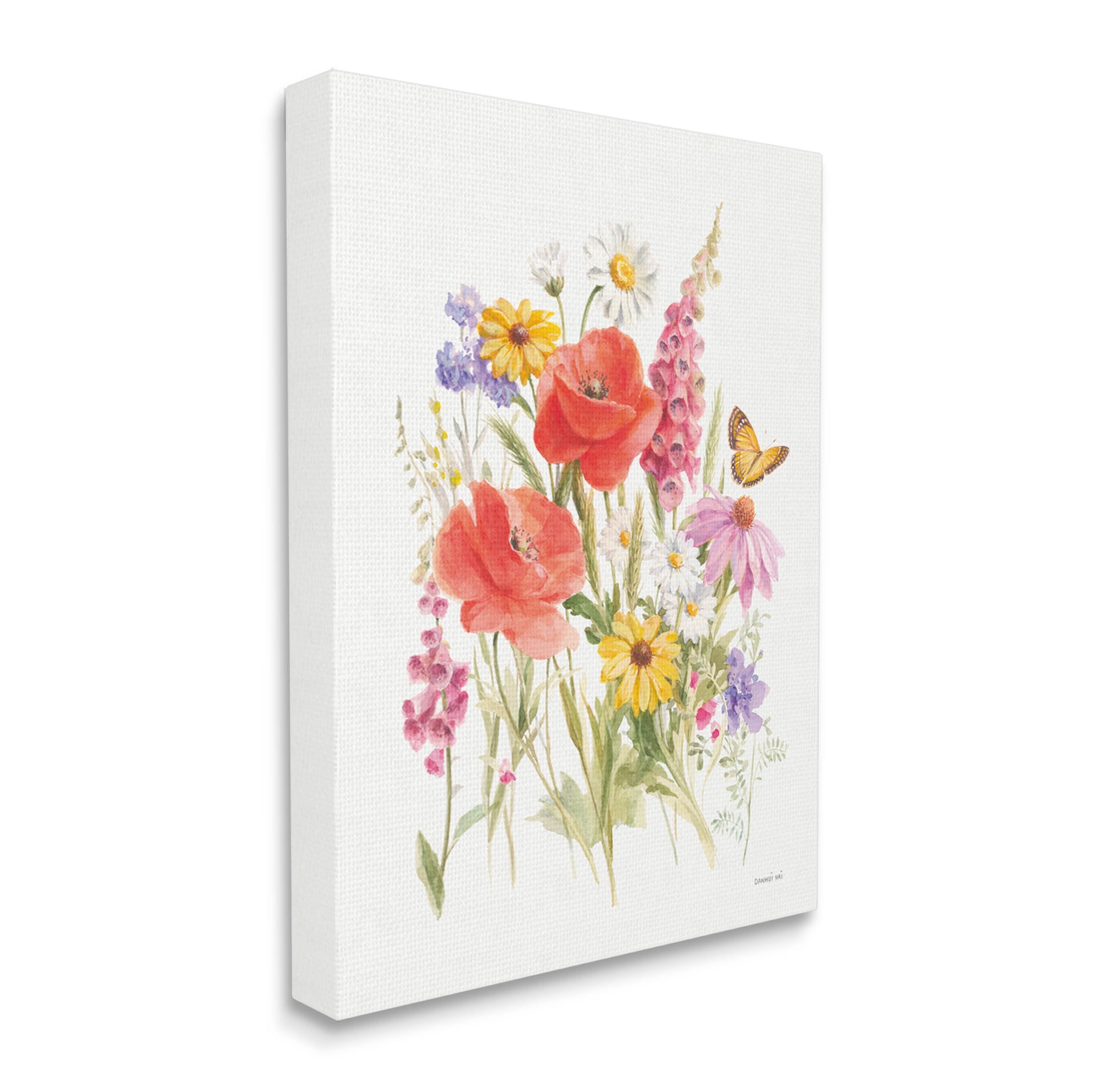 Stupell Industries Mixed Flower Arrangement Butterfly Graphic Art Gallery Wrapped Canvas Print Wall Art, Design by Danhui Nai