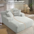 thumbnail image 7 of Tmsan 50" W Oversized Chaise Lounge Chair Indoor, Corduroy Comfy Upholstered Boneless Sofa Bed, Deep Seat Sleeper Couch Reading Chairs, Cloud Sofas Couches for Living Room, No Assembly,Light Gray, 7 of 7