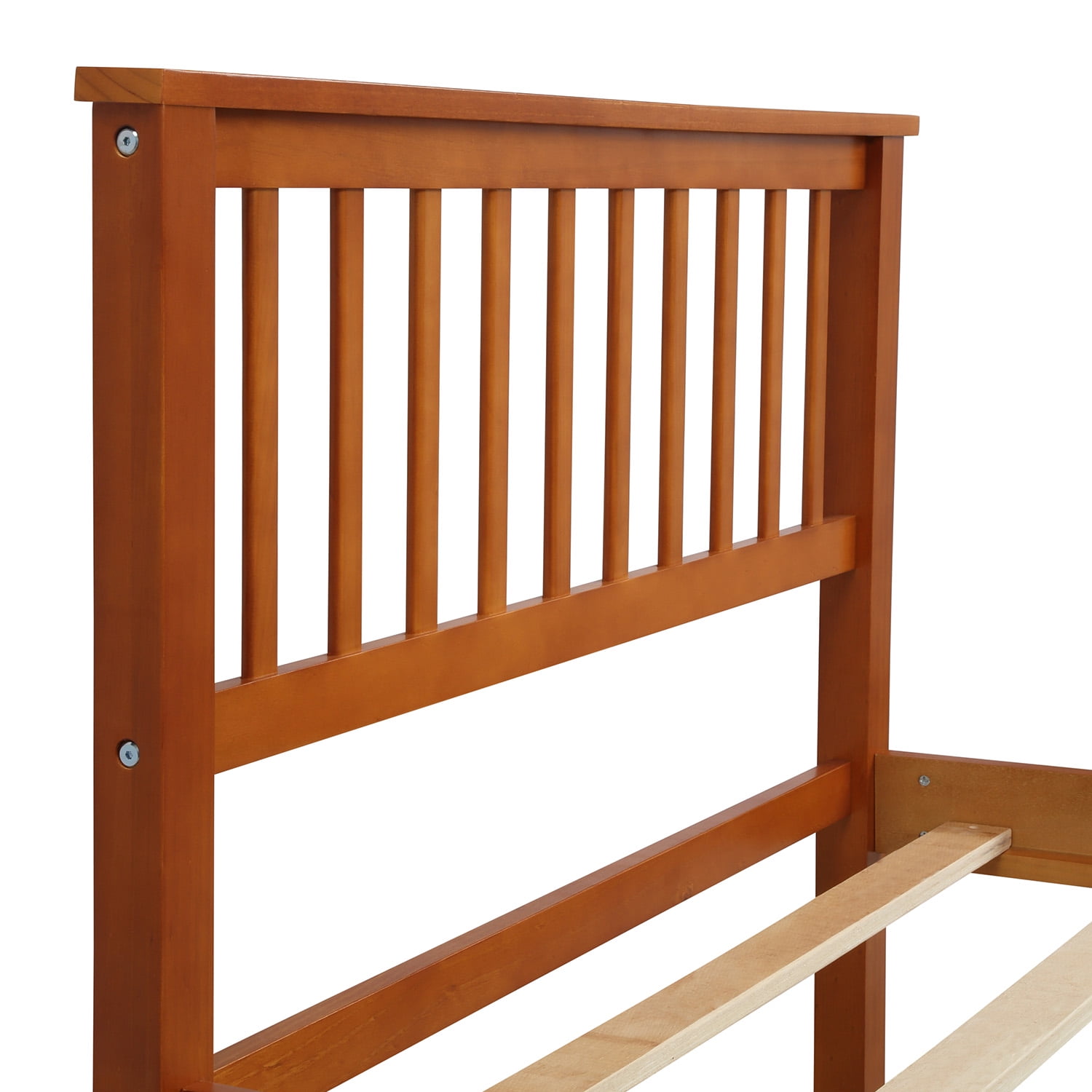 Mintazer Twin Size Vintage Platform Bed Frame with Headboard & Footboard for Kids Teens Boys Girls, Oak
