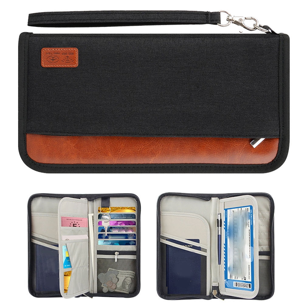 Passport Holder Cover Wallet RFID Blocking Leather Card Case Travel  Document Organizer with Detachable Strap, Ideal Gift for Men Women 